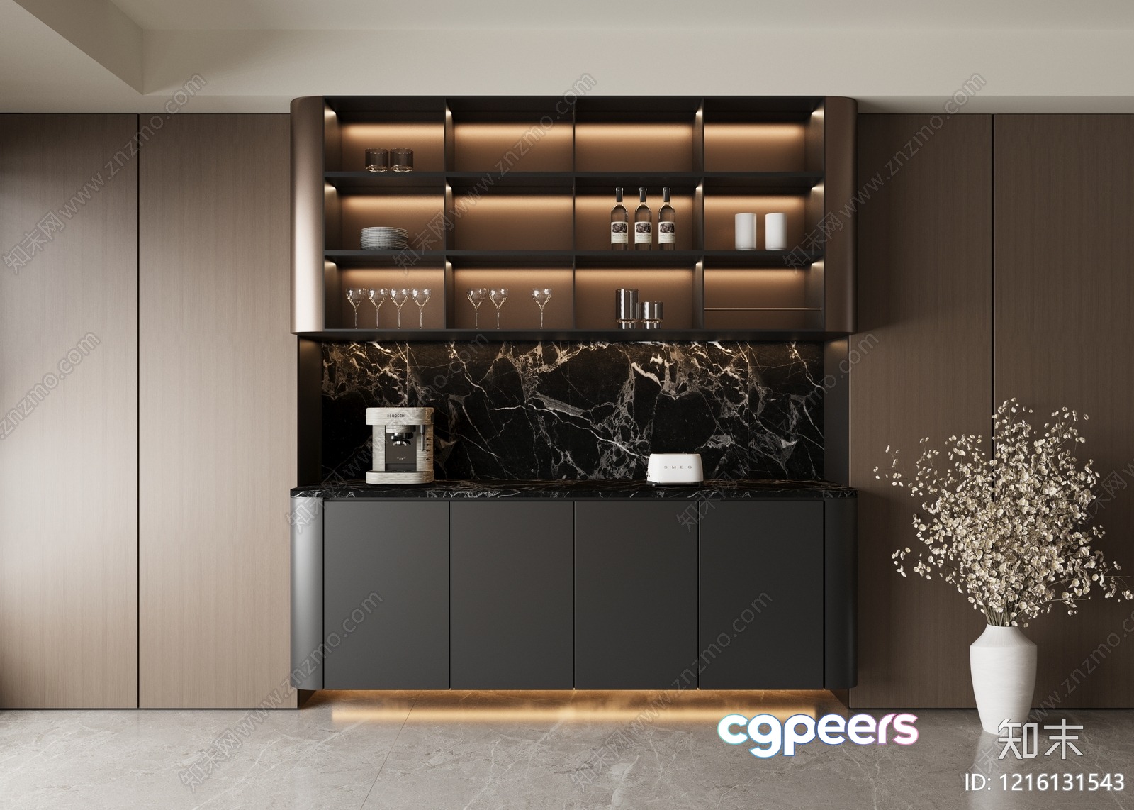 Modern Bar Area 3D Model - 15266 - VRAY Render