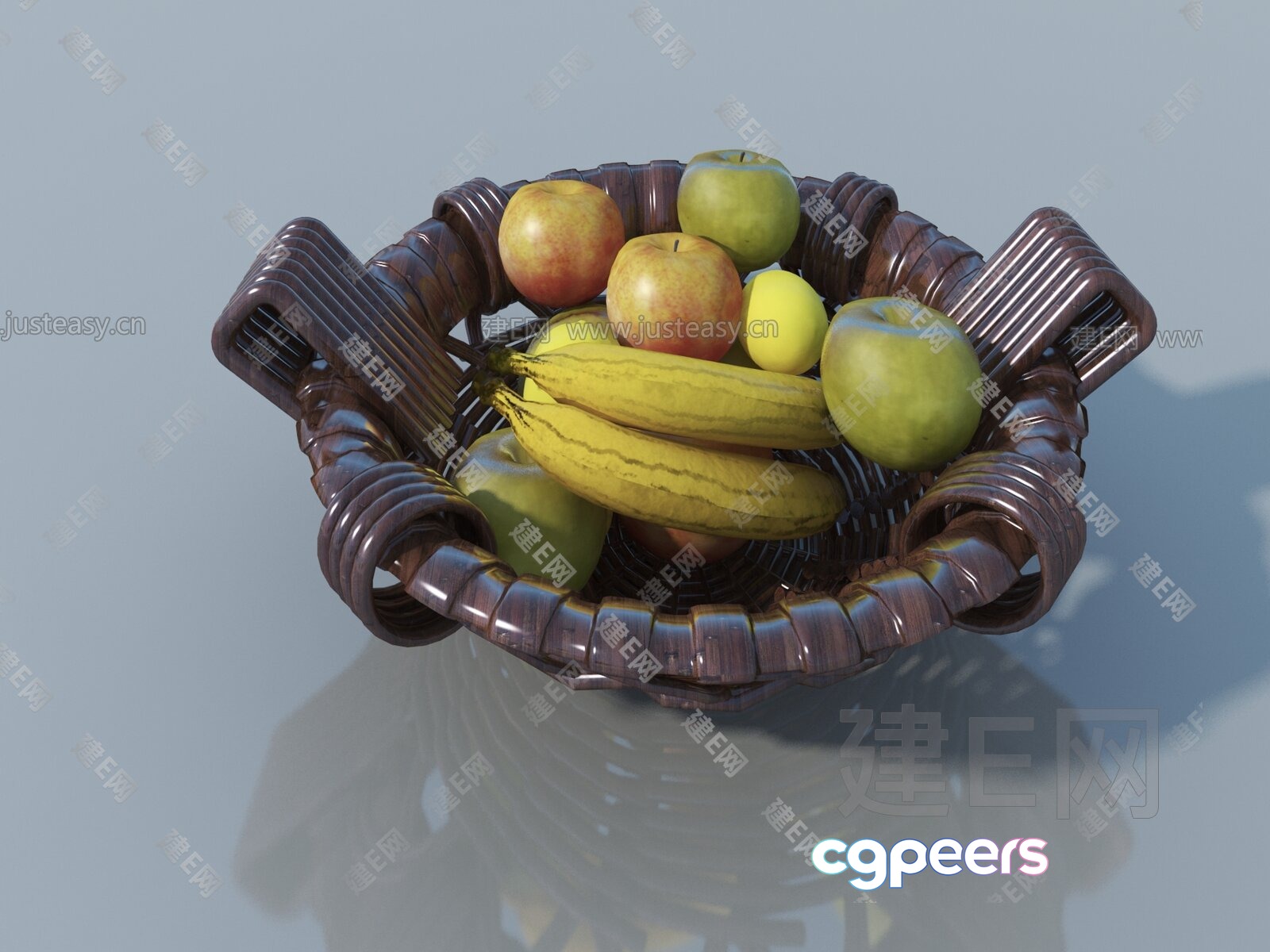 A Brown Wicker Basket 3D Model - 14949 - VRAY Render