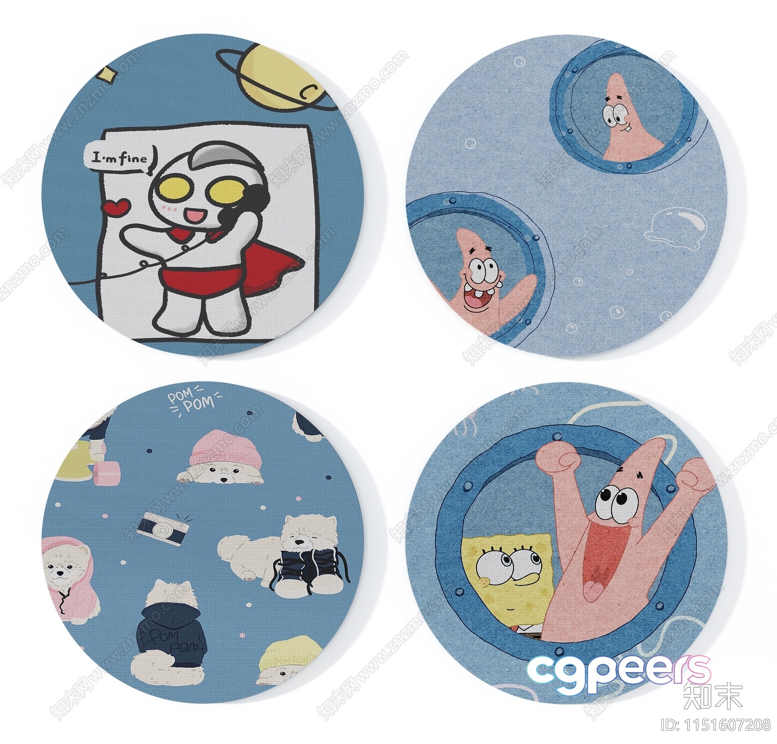 The Image Features A Collection Of Four Cartoon Characters Each With Distinct Designs And 3D Model - 9199 - VRAY Render The Image Features A Collection Of Four Cartoon Characters Each With Distinct Designs And 3D Model - 9199 - VRAY Render