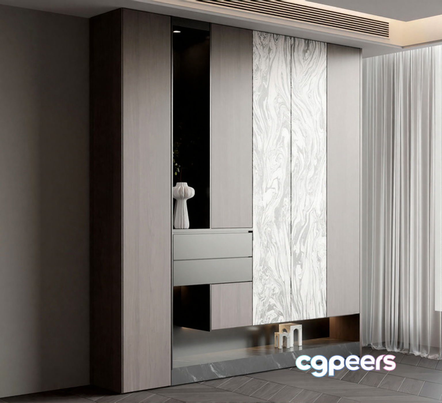 Modern White Wardrobe 3D Model - 5109 - VRAY Render Modern White Wardrobe 3D Model - 5109 - VRAY Render