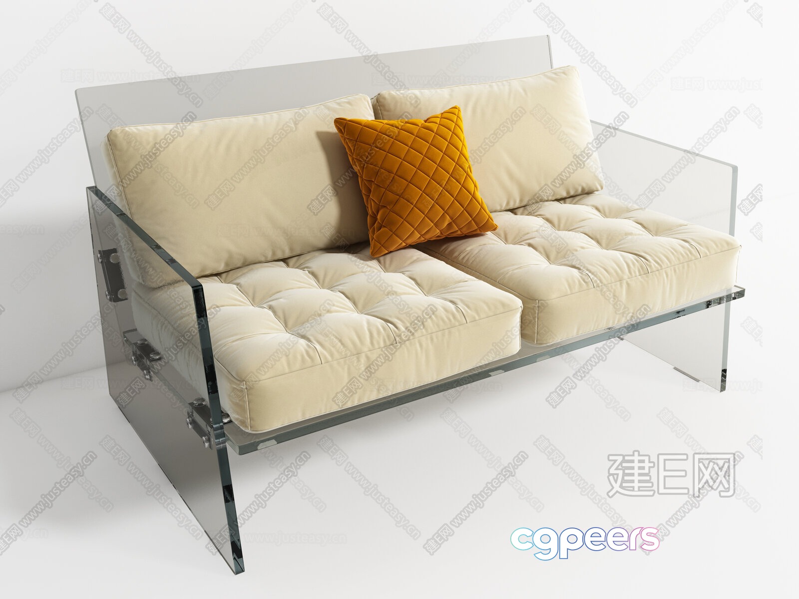 Modern Glass Sofa 3D Model - 21424 - VRAY Render