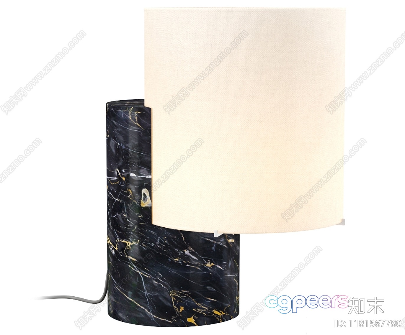 A Table Lamp With A Marble Base And A White Shade 3D Model - 7850 - VRAY Render A Table Lamp With A Marble Base And A White Shade 3D Model - 7850 - VRAY Render