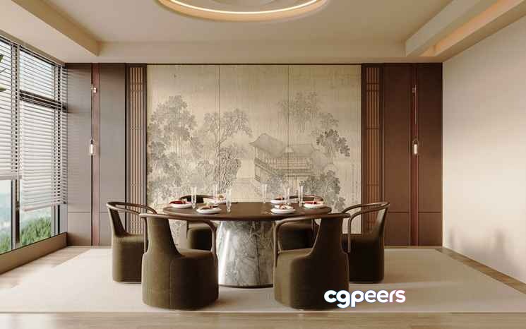 Modern Dining Room 3D Model - 20868 - VRAY Render