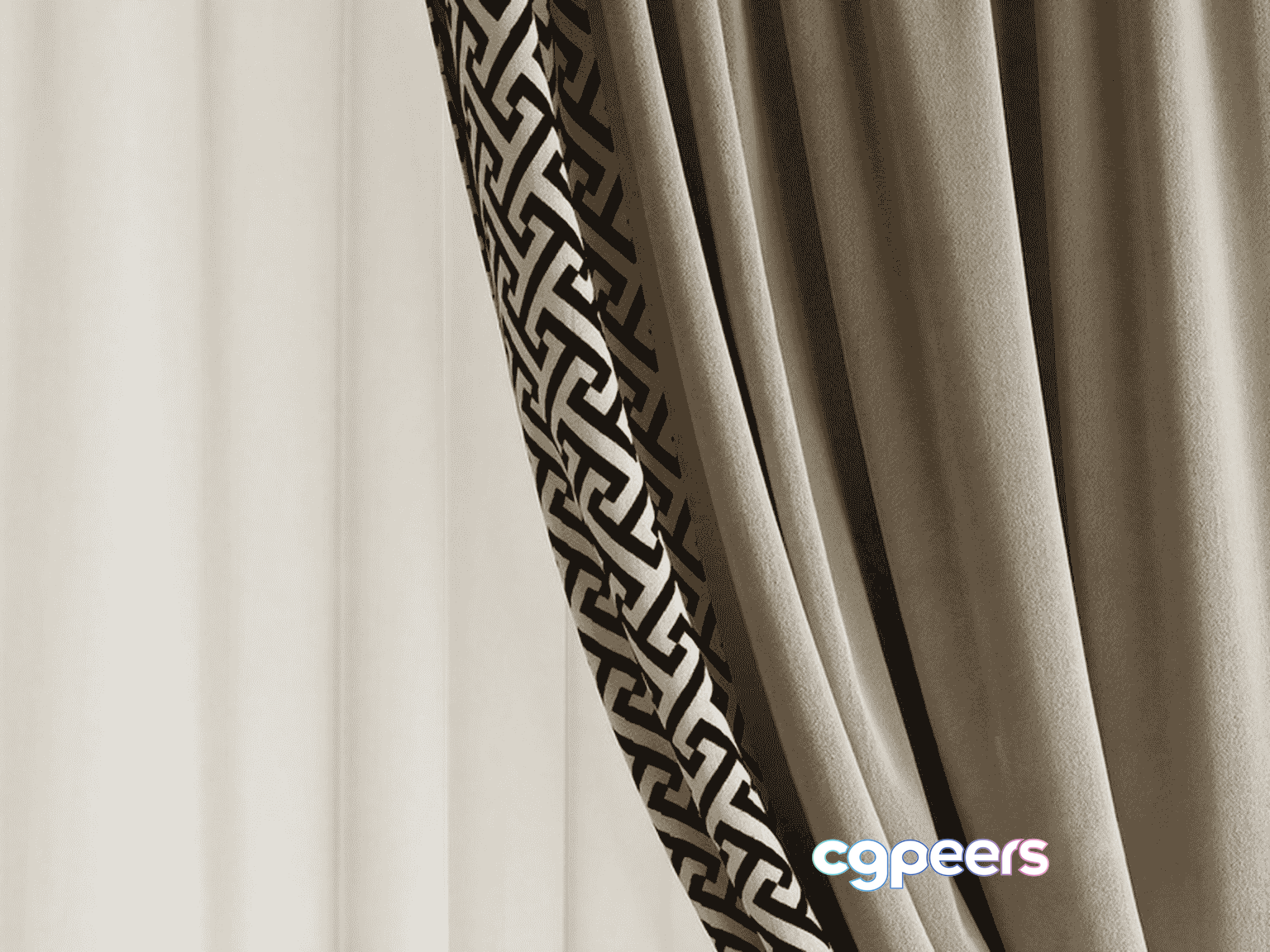 A Curtain With A Greek Key Pattern 3D Model - 13598 - VRAY Render A Curtain With A Greek Key Pattern 3D Model - 13598 - VRAY Render