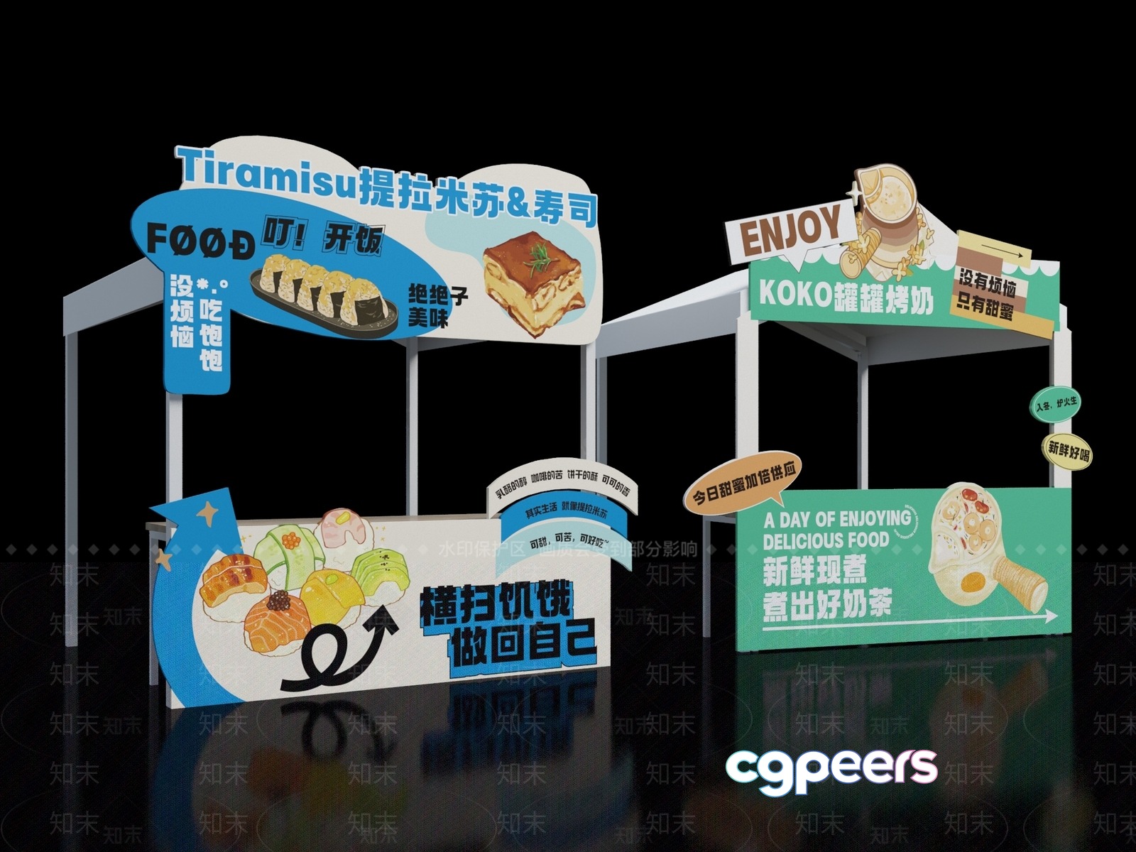 The Main Subject Is A Food Stand Characterized By Its Colorful And Inviting Design 3D Model - 10907 - VRAY Render The Main Subject Is A Food Stand Characterized By Its Colorful And Inviting Design 3D Model - 10907 - VRAY Render