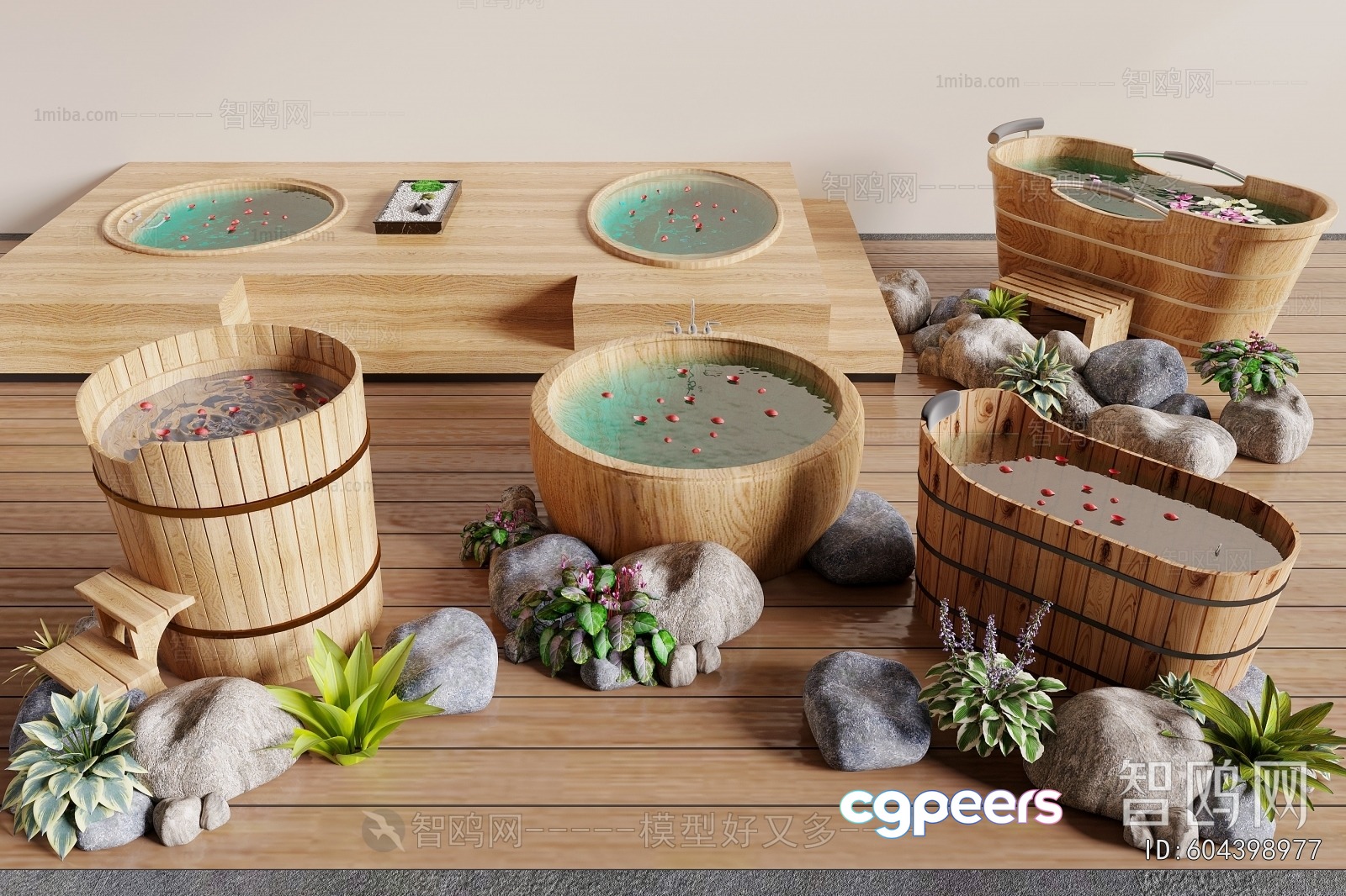 Wooden Bathing Tubs 3D Model - 14807 - CORONA Render