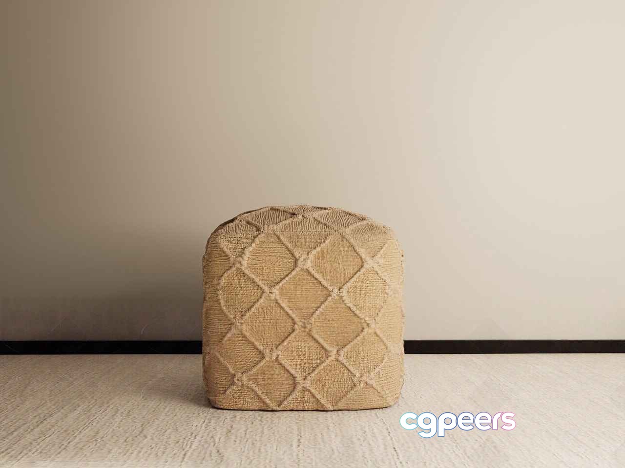 A Beige Pouf 3D Model - 2683 - VRAY Render