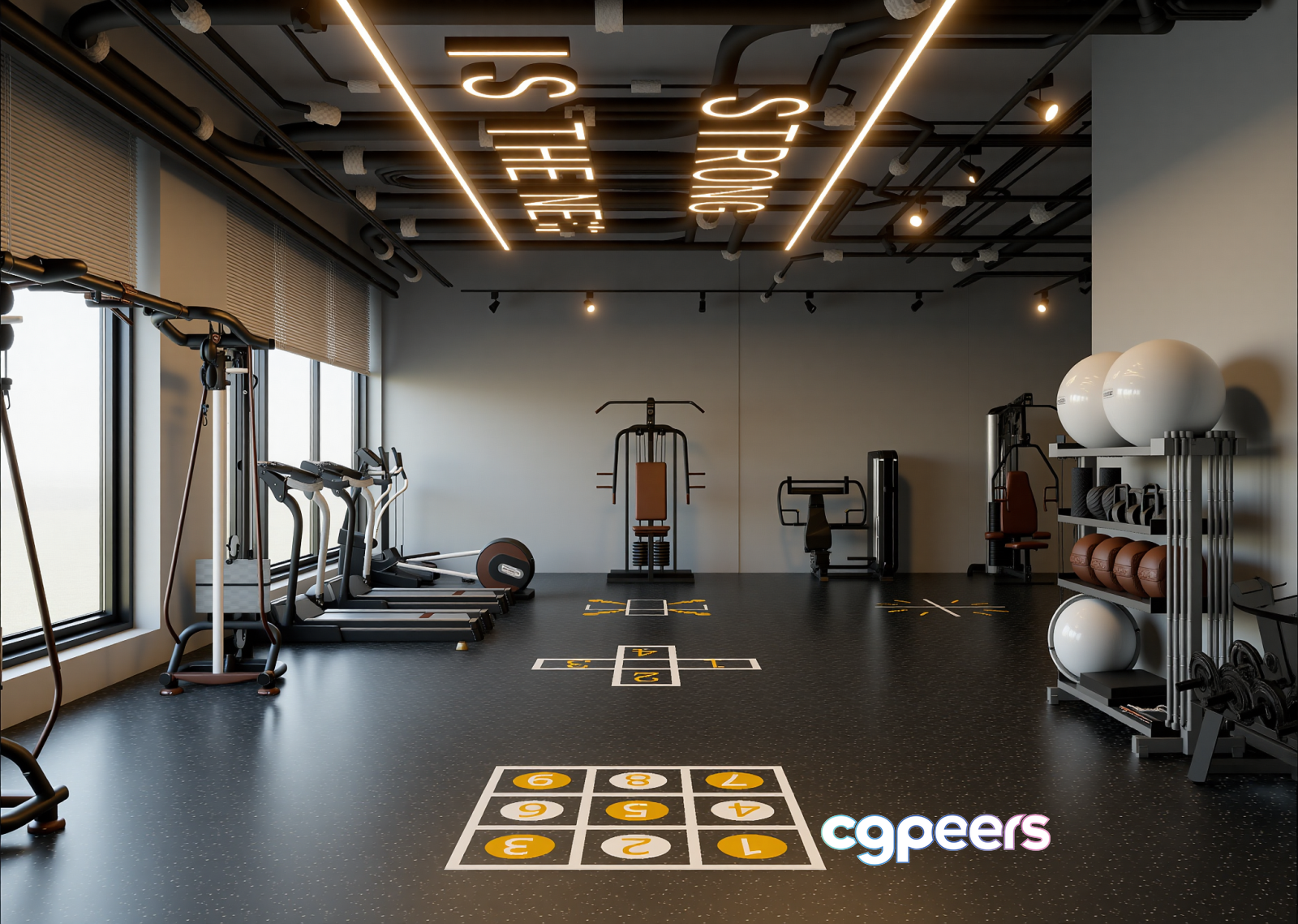 Modern Gym Equipment 3D Model - 16092 - VRAY Render