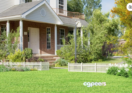 A House With A White Picket Fence 3D Model - 15589 - VRAY Render A House With A White Picket Fence 3D Model - 15589 - VRAY Render