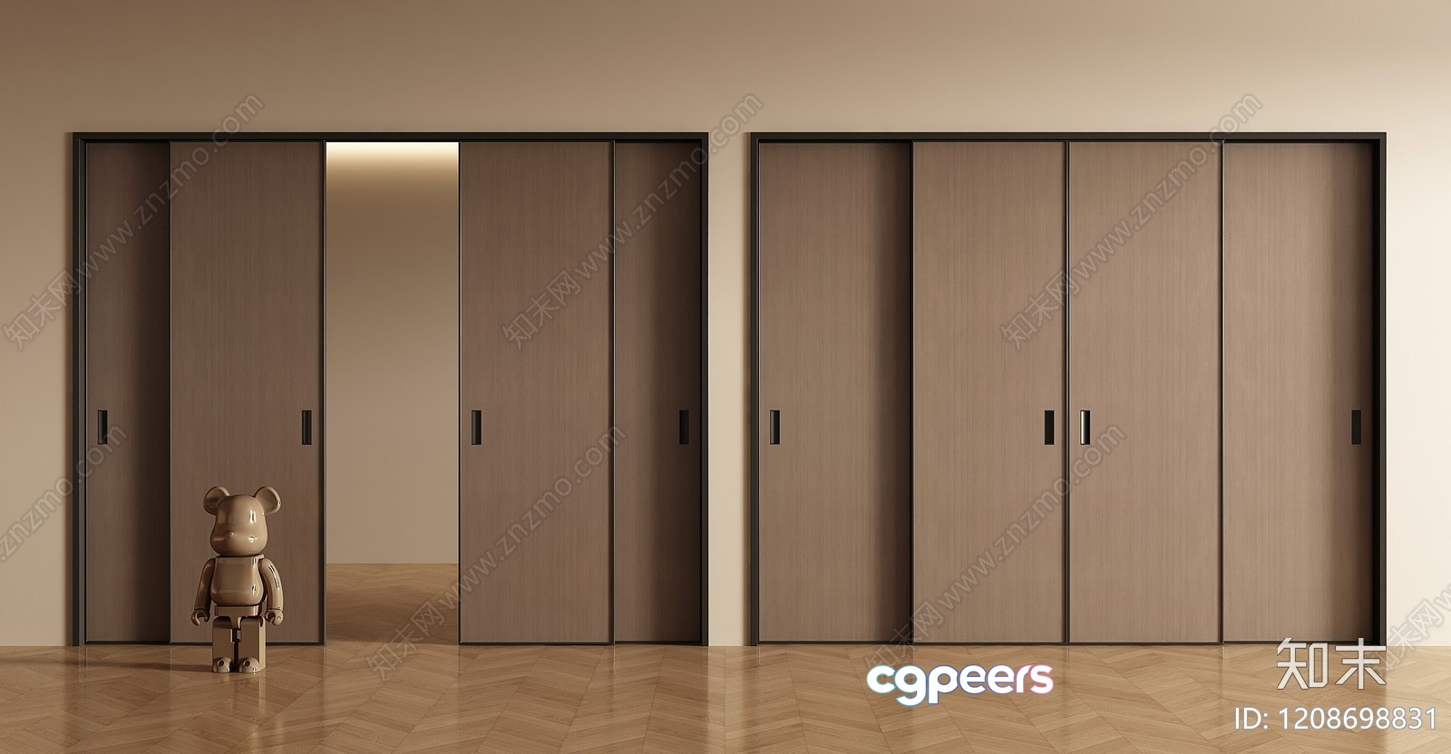 Modern Brown Wardrobe 3D Model - 19051 - VRAY Render Modern Brown Wardrobe 3D Model - 19051 - VRAY Render