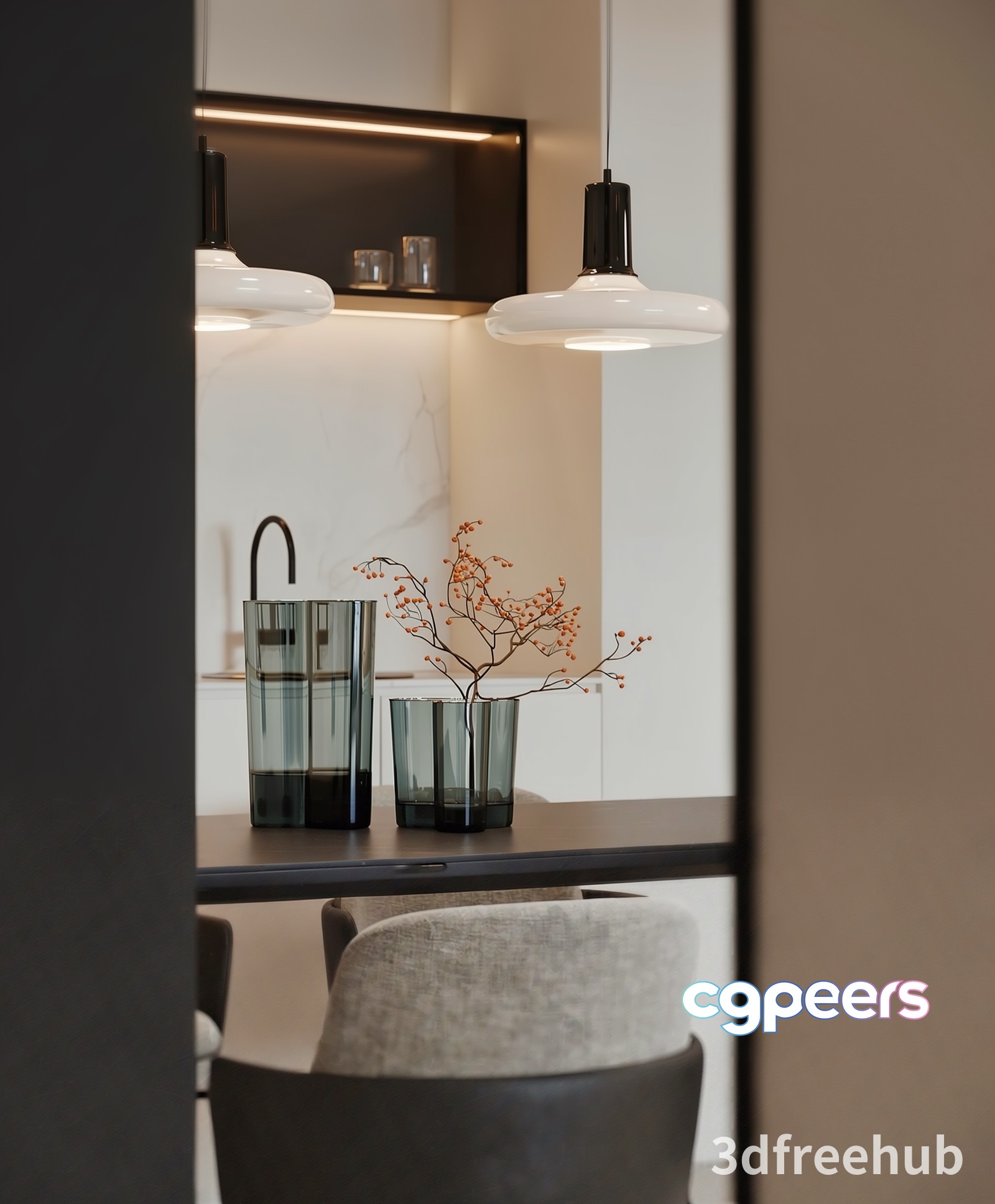 A Modern Kitchen 3D Model - 21290 - VRAY Render