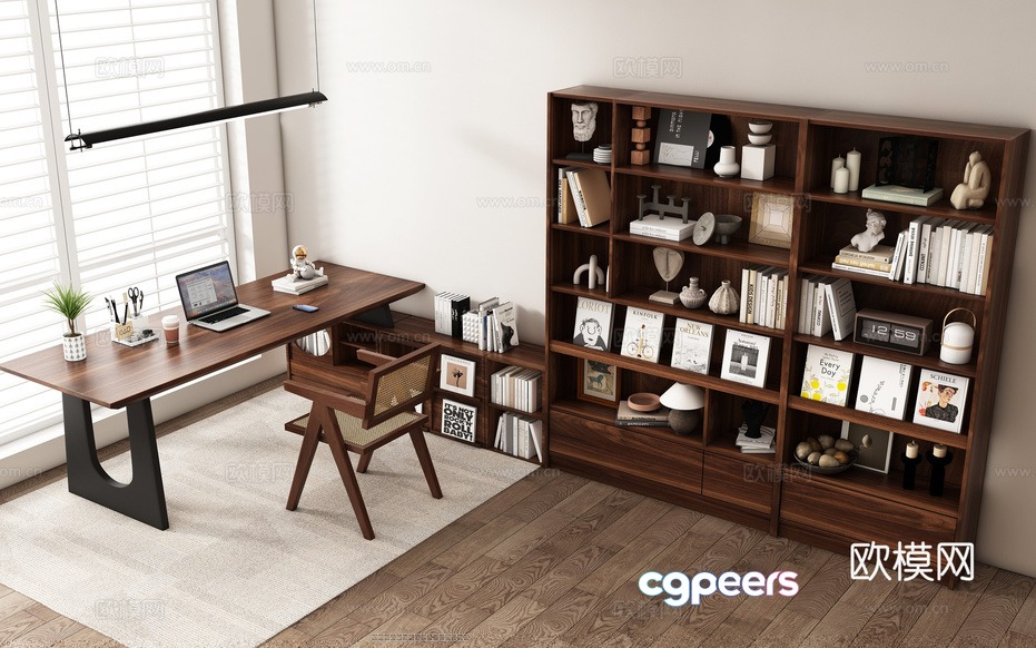 A Wooden Bookshelf 3D Model - 6794 - VRAY Render