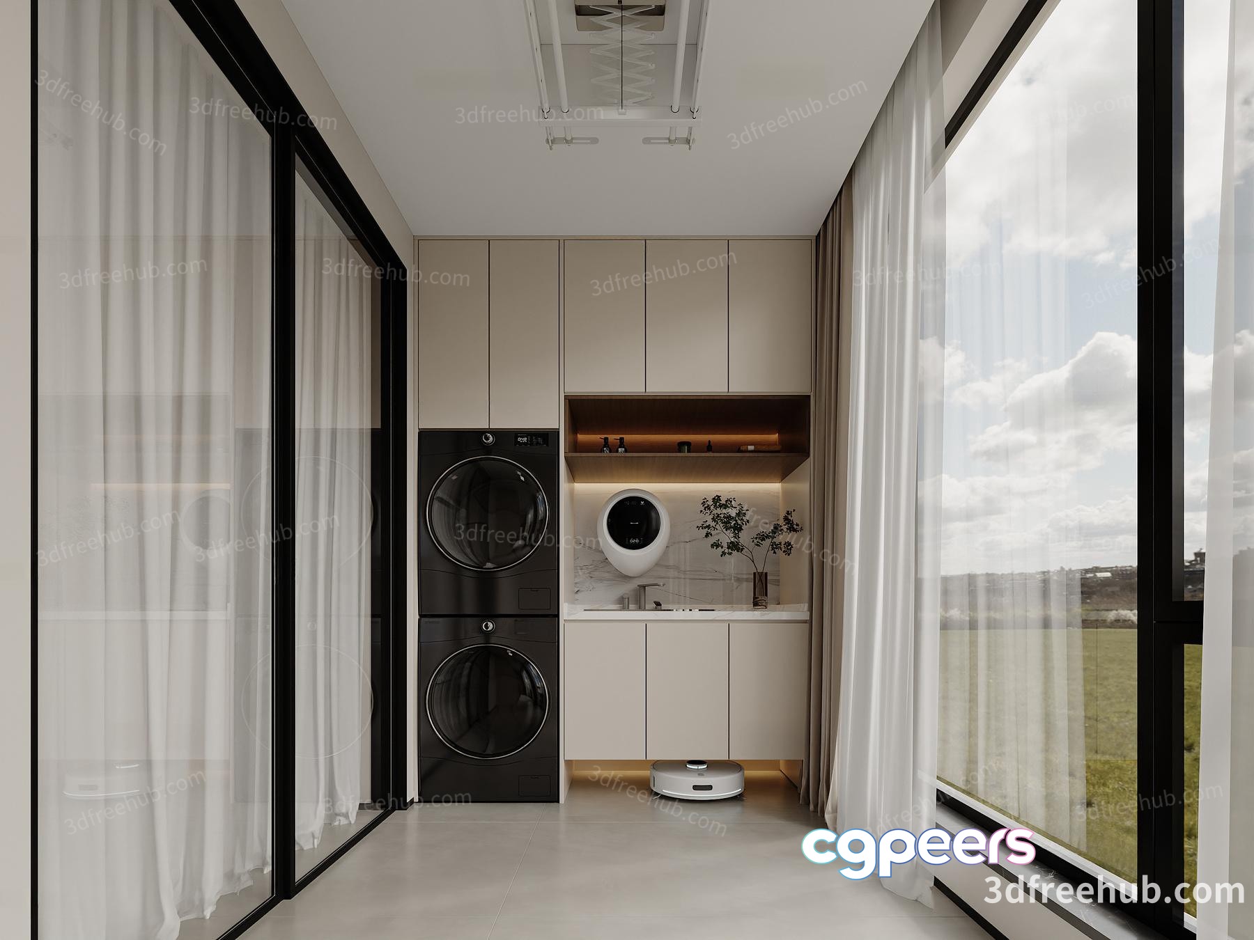 Modern Laundry Room 3D Model - 18594 - VRAY Render