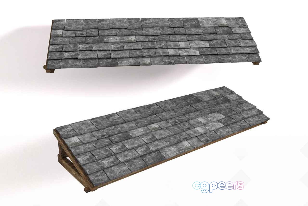 A Roof With Gray Tiles 3D Model - 3554 - VRAY Render