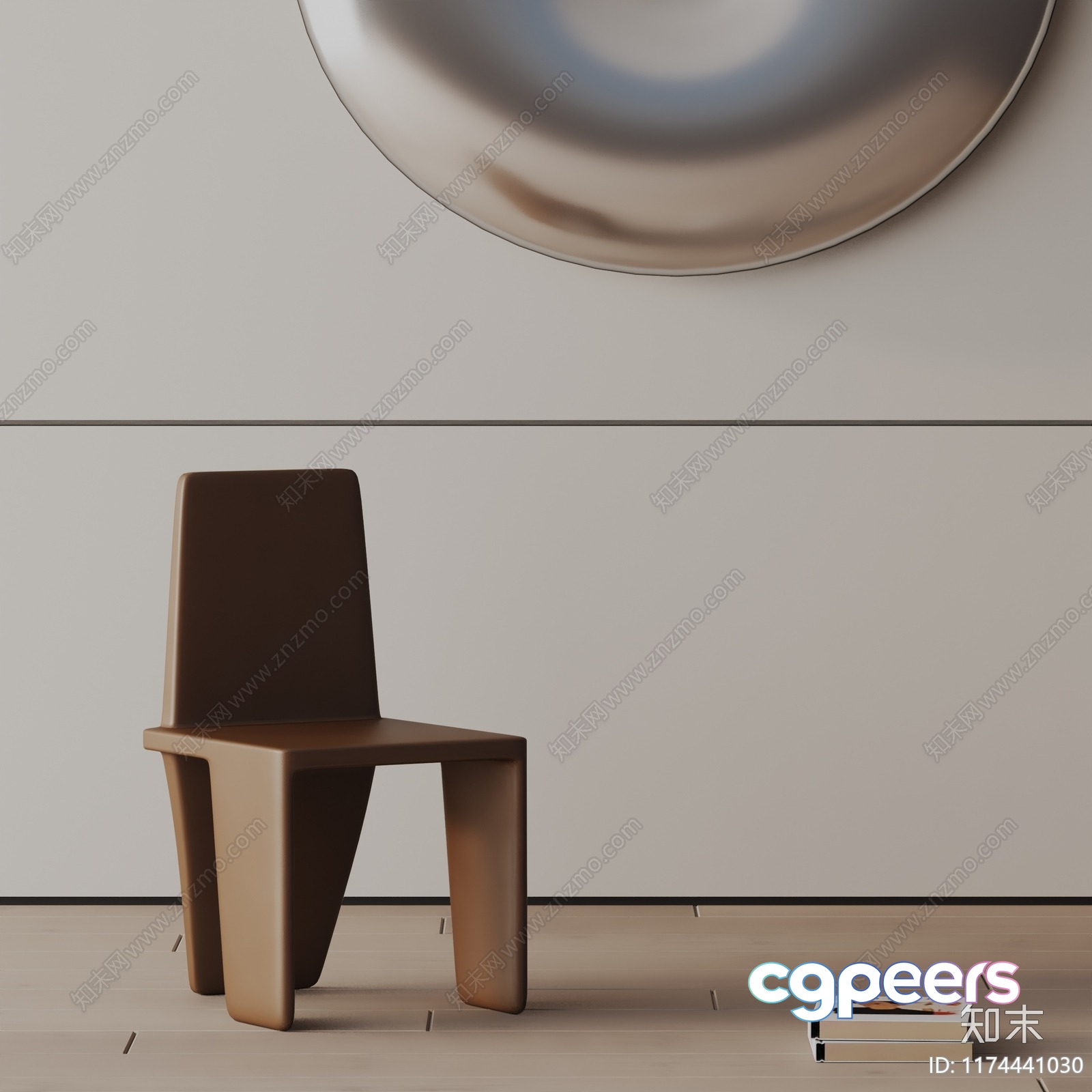 A Modern Minimalist Room With A Brown Chair 3D Model - 8161 - VRAY Render