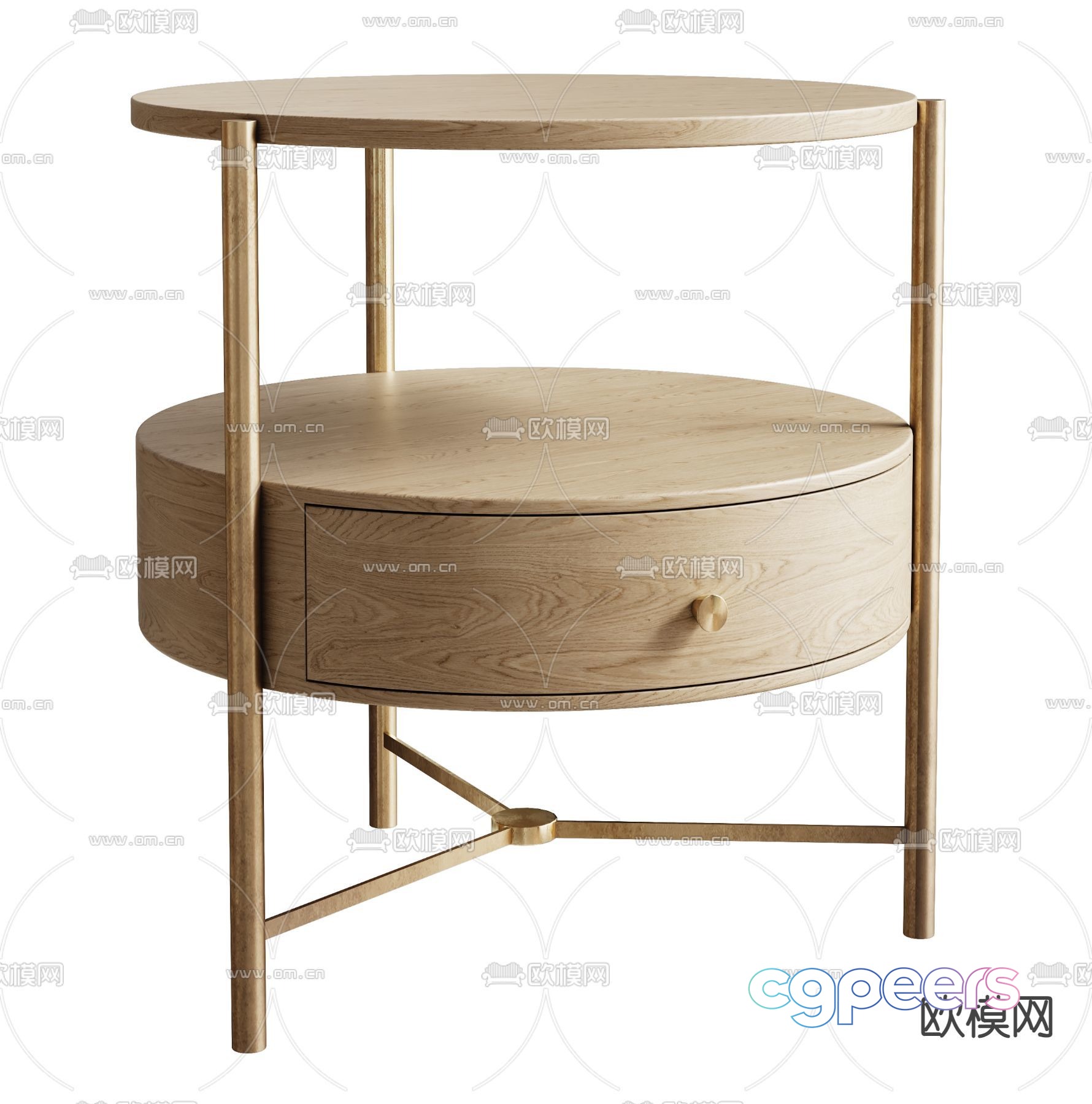 A Light-Colored Wooden Table With A Drawer 3D Model - 6479 - VRAY Render