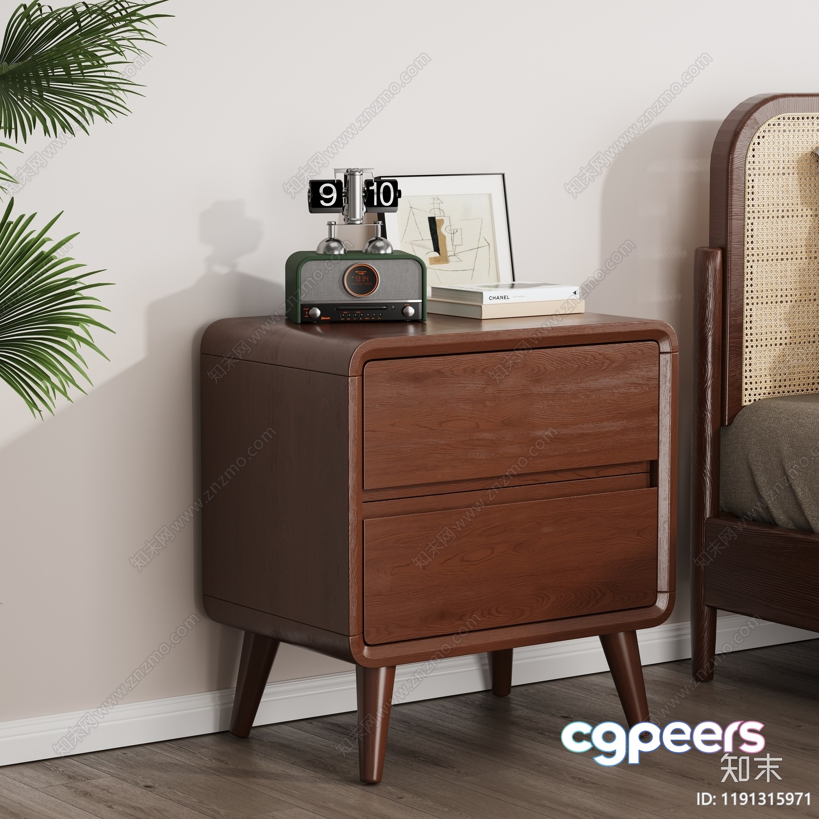 Mid-Century Modern Nightstand 3D Model - 14812 - CORONA Render