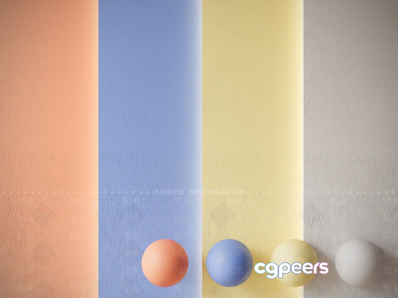 Pastel-Colored Wall With Balls 3D Model - 17431 - VRAY Render