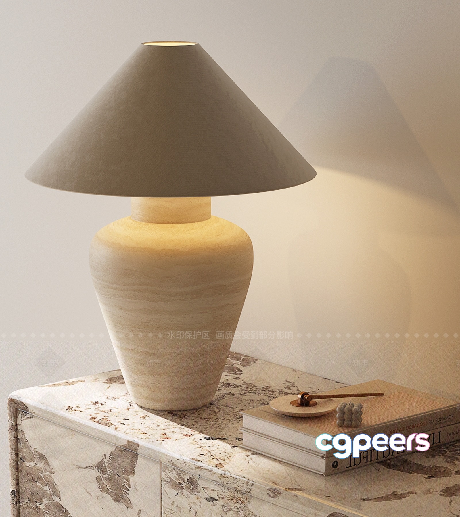 A Table Lamp With A Gray Shade 3D Model - 809 - VRAY Render A Table Lamp With A Gray Shade 3D Model - 809 - VRAY Render