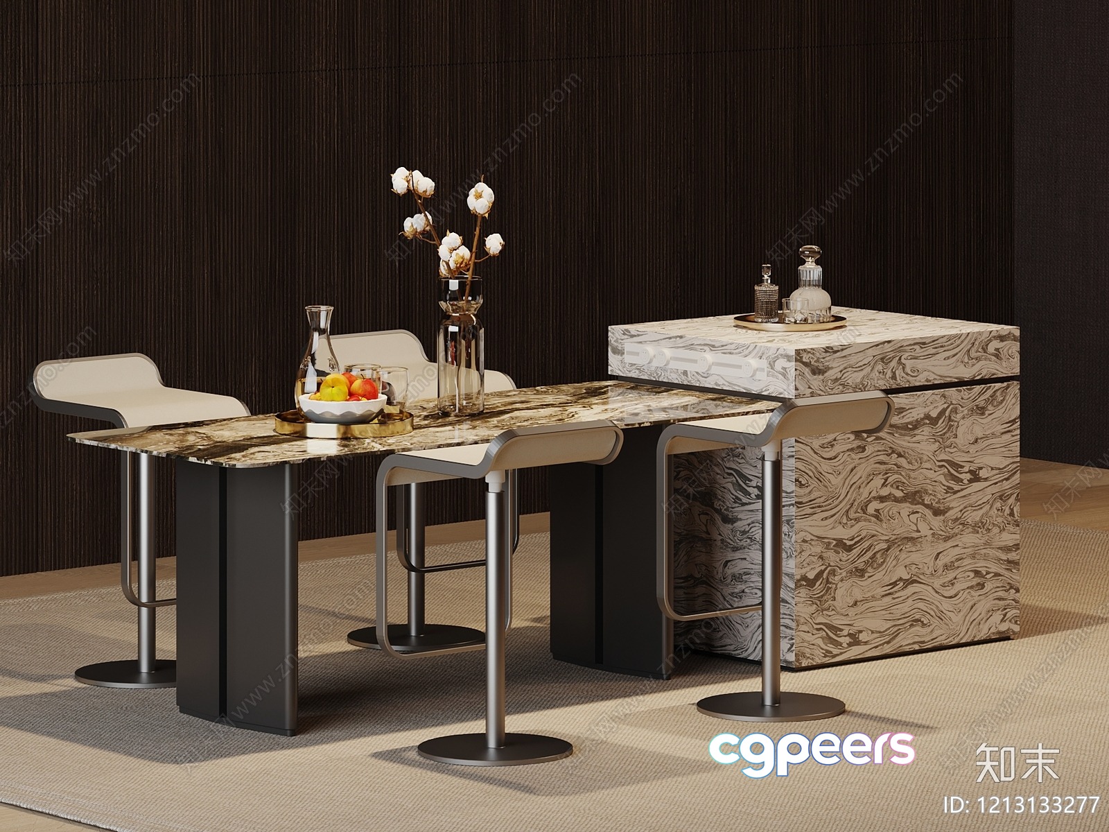 Modern Dining Room 3D Model - 3917 - VRAY Render