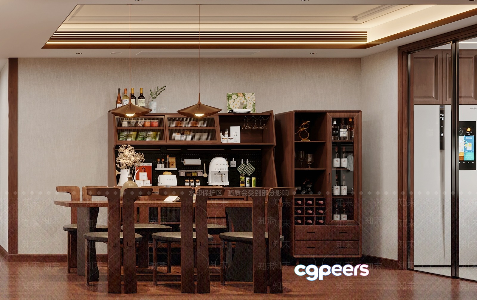 A Modern Dining Room 3D Model - 3501 - VRAY Render