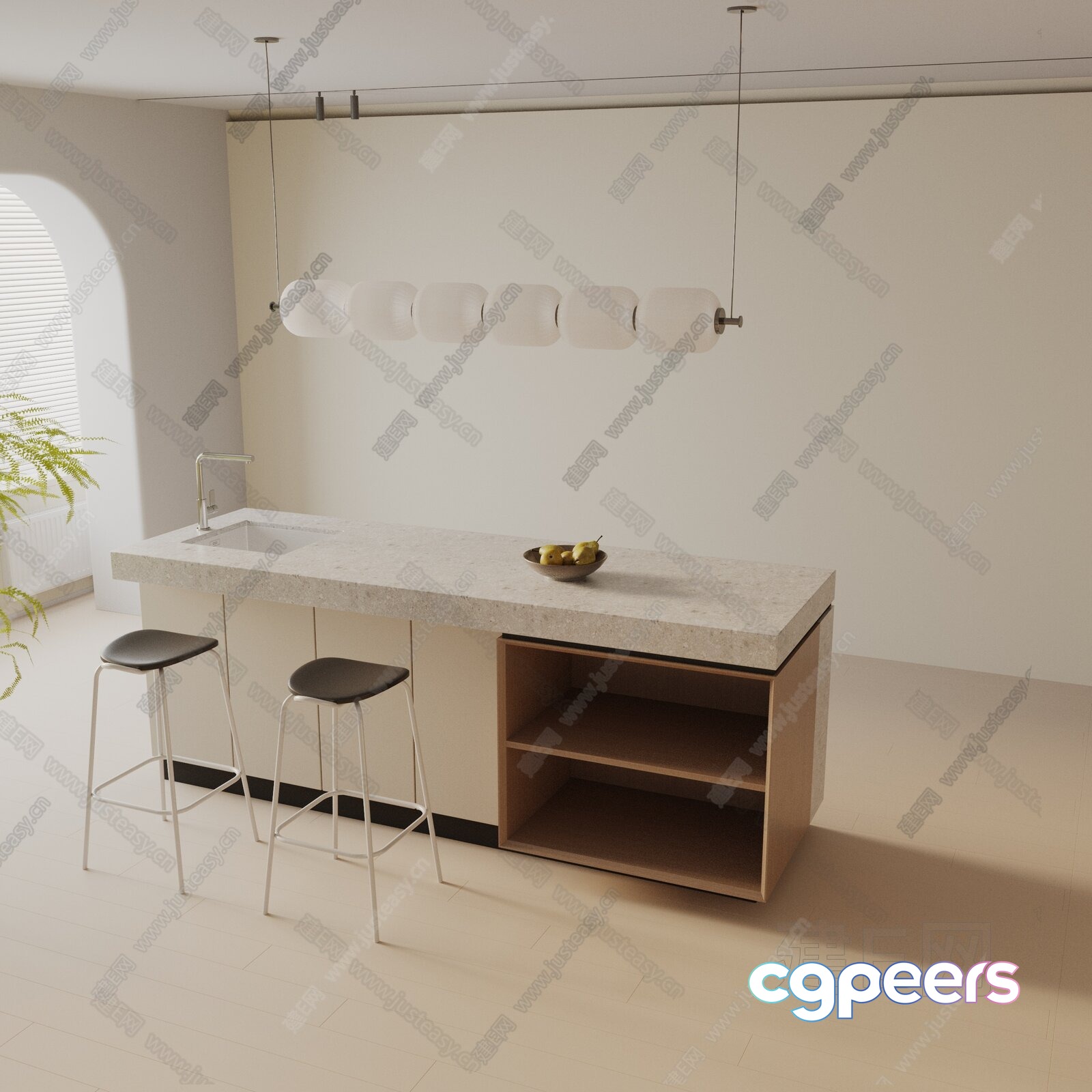 Modern Minimalist Kitchen 3D Model - 11841 - VRAY Render Modern Minimalist Kitchen 3D Model - 11841 - VRAY Render