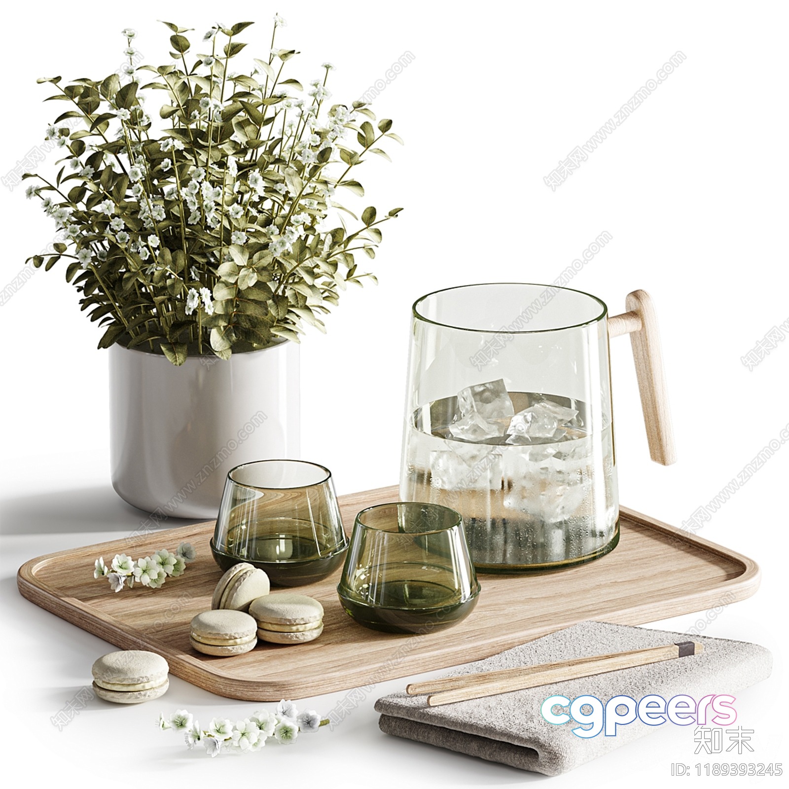Wooden Serving Tray 3D Model - 8384 - VRAY Render