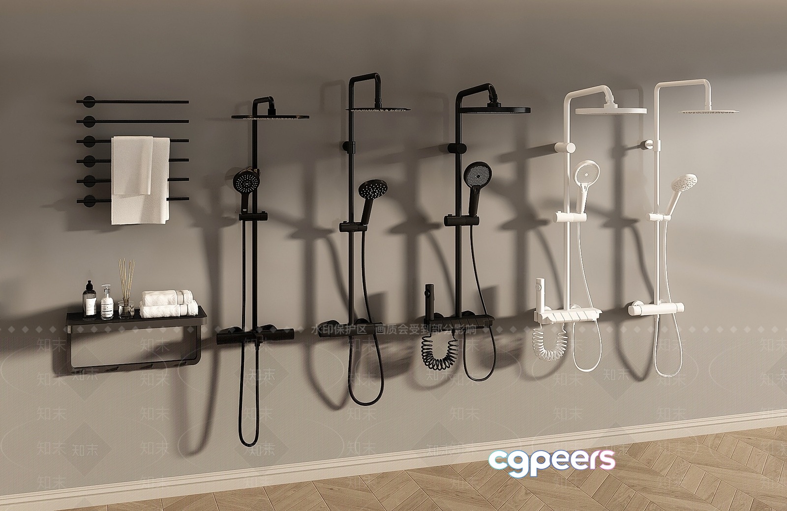 Black And White Shower Fixtures 3D Model - 15229 - VRAY Render Black And White Shower Fixtures 3D Model - 15229 - VRAY Render