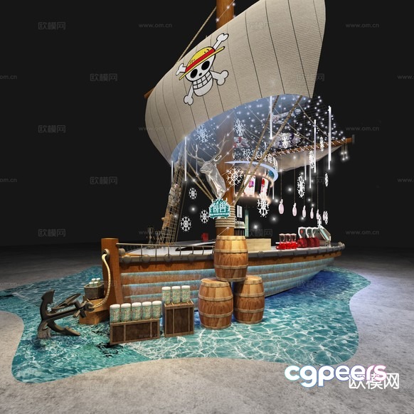 A Pirate Ship 3D Model - 824 - VRAY Render