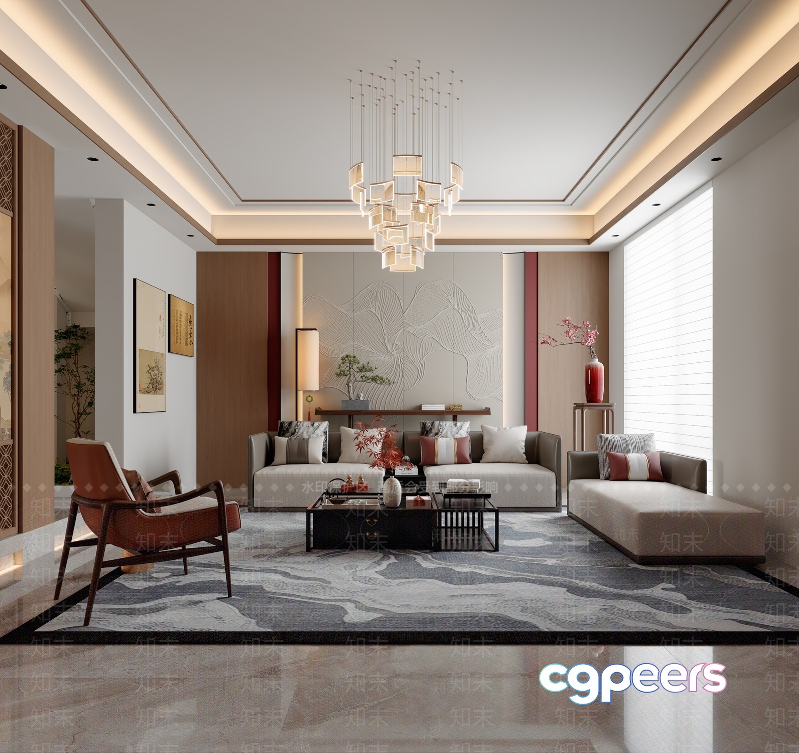 Modern Living Room 3D Model - 6883 - VRAY Render Modern Living Room 3D Model - 6883 - VRAY Render
