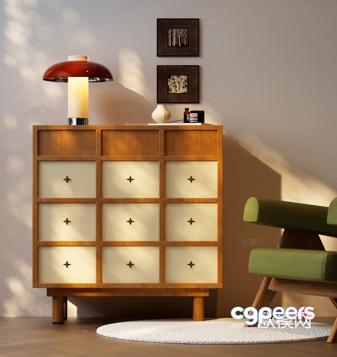 Modern Wooden Cabinet 3D Model - 7449 - VRAY Render Modern Wooden Cabinet 3D Model - 7449 - VRAY Render