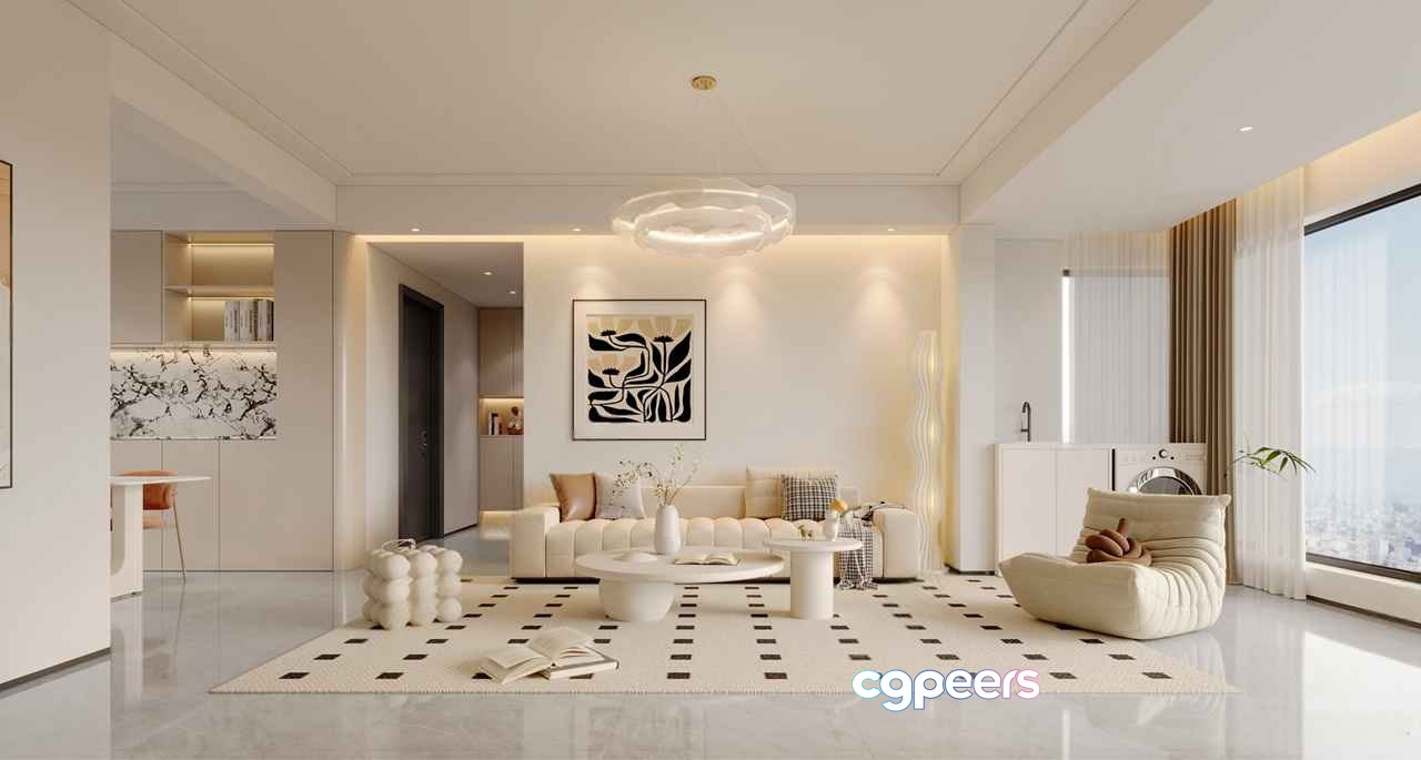 Modern Living Room 3D Model - 7861 - VRAY Render Modern Living Room 3D Model - 7861 - VRAY Render