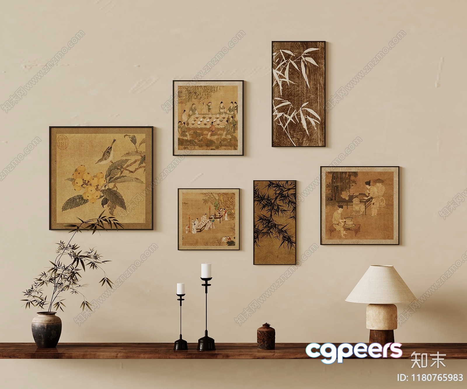 Modern Asian Decor 3D Model - 12477 - VRAY Render Modern Asian Decor 3D Model - 12477 - VRAY Render