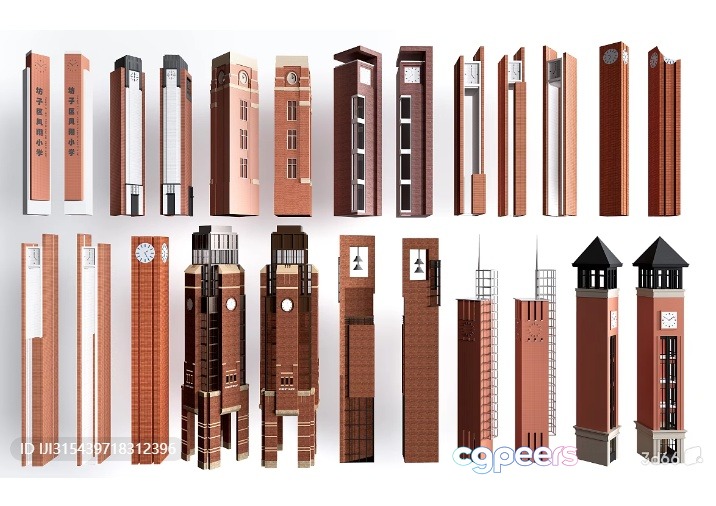 The Main Subject Is A Collection Of Tall Red Buildings 3D Model - 710 - VRAY Render The Main Subject Is A Collection Of Tall Red Buildings 3D Model - 710 - VRAY Render
