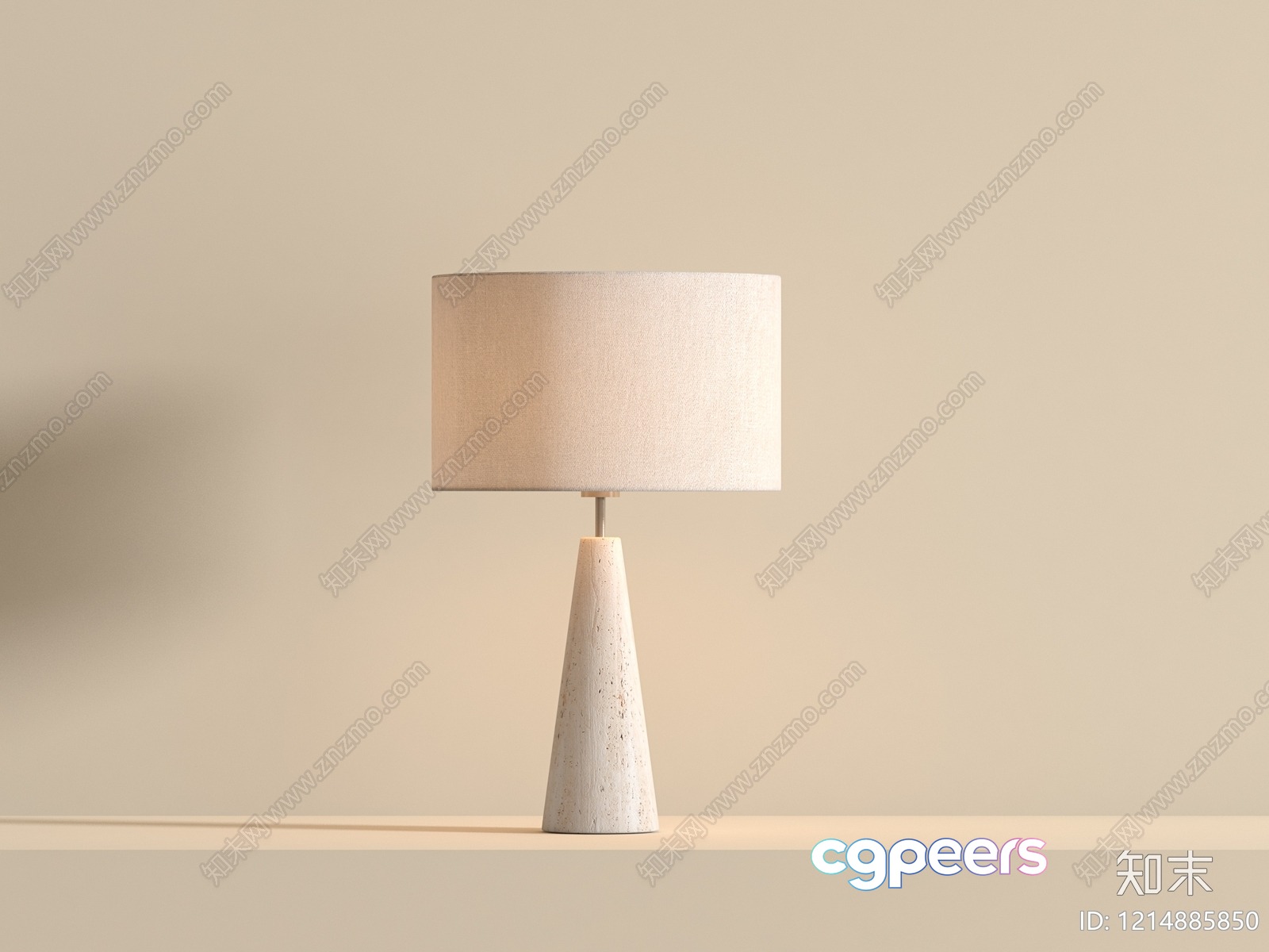 A Table Lamp With A White Shade 3D Model - 12898 - VRAY Render