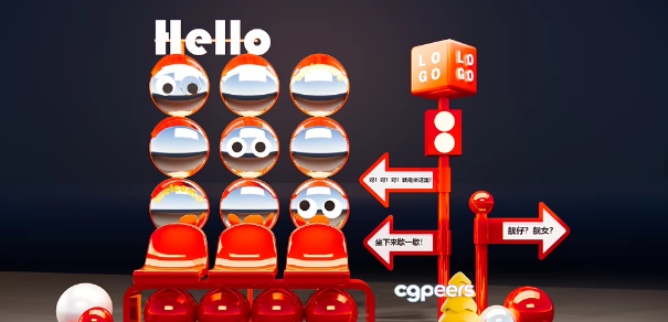 Red And White Cartoon Characters 3D Model - 12827 - VRAY Render