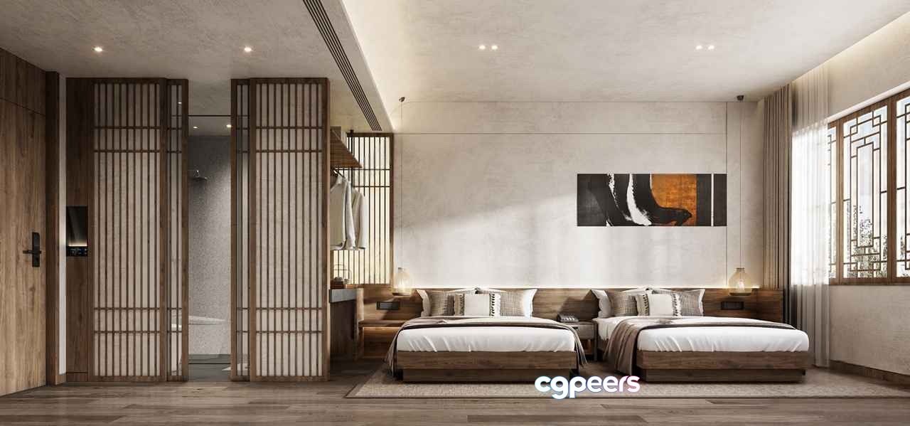 Modern Hotel Room 3D Model - 9689 - VRAY Render Modern Hotel Room 3D Model - 9689 - VRAY Render