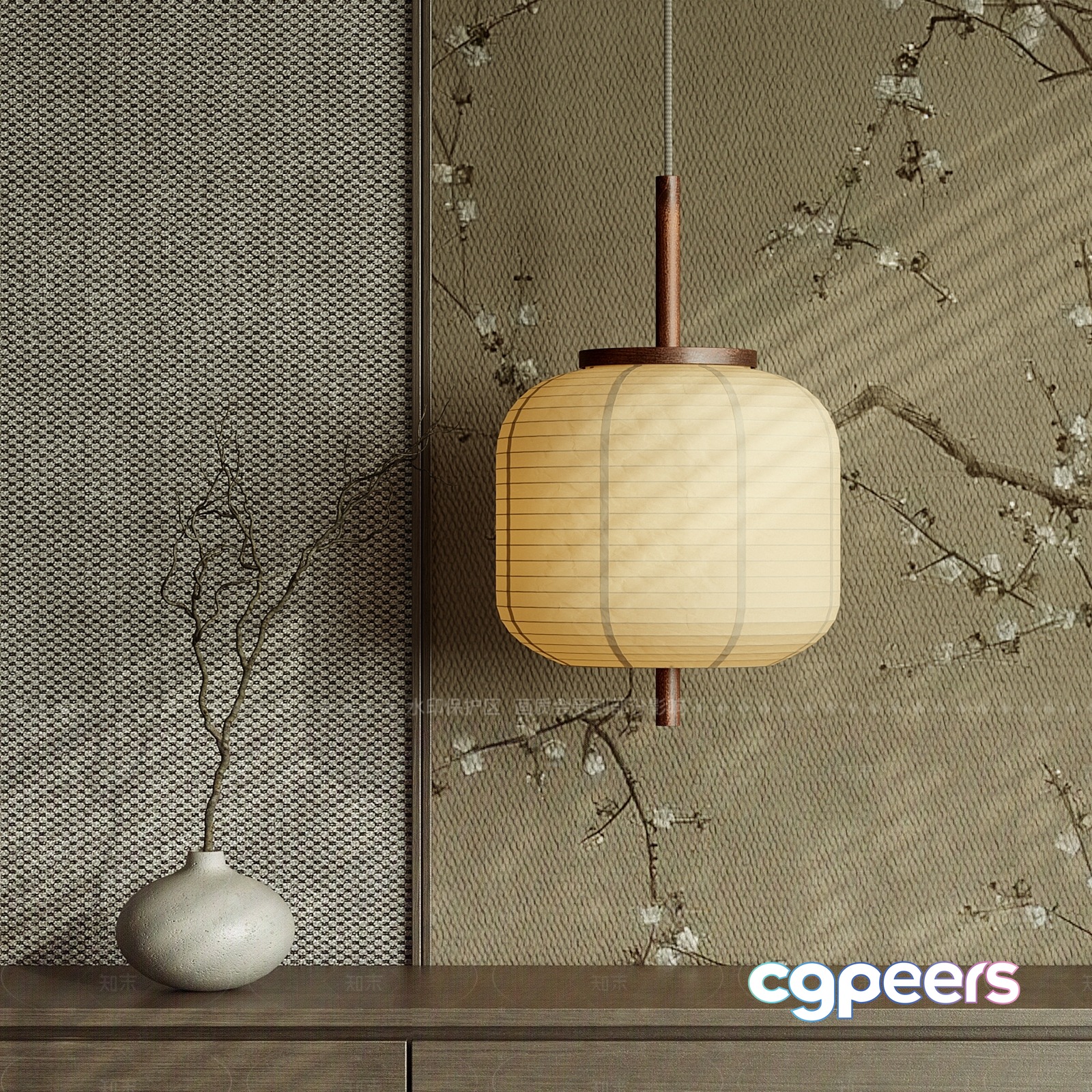 A Beige Hanging Light Fixture 3D Model - 3561 - VRAY Render