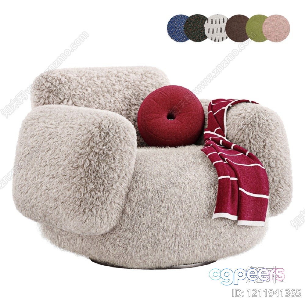 Cozy Plush Chair 3D Model - 6569 - VRAY Render