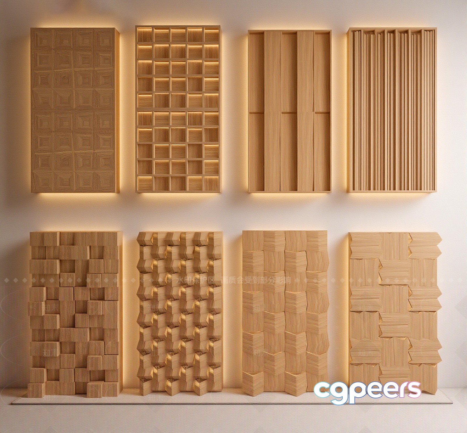 Wooden Wall Decorations 3D Model - 21884 - VRAY Render Wooden Wall Decorations 3D Model - 21884 - VRAY Render
