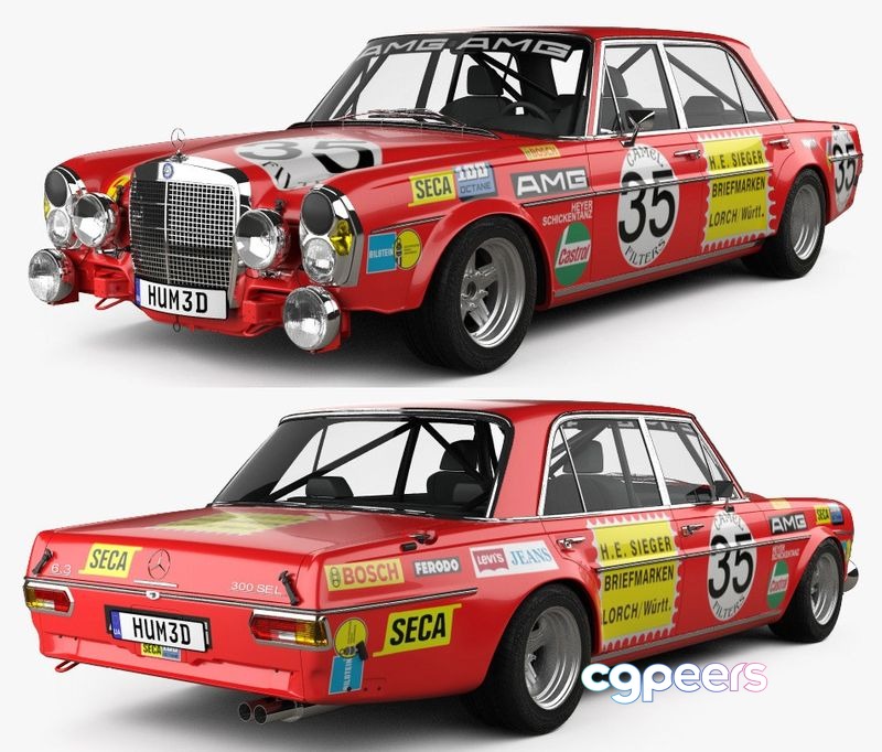 3D Game Assets - Mercedes-Benz 300 SEL AMG Red Pig 1969 3D Game Assets - Mercedes-Benz 300 SEL AMG Red Pig 1969