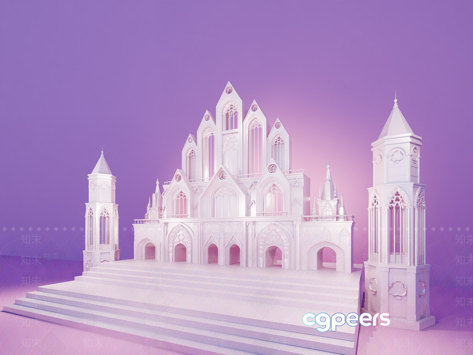 A White Castle 3D Model - 4336 - VRAY Render