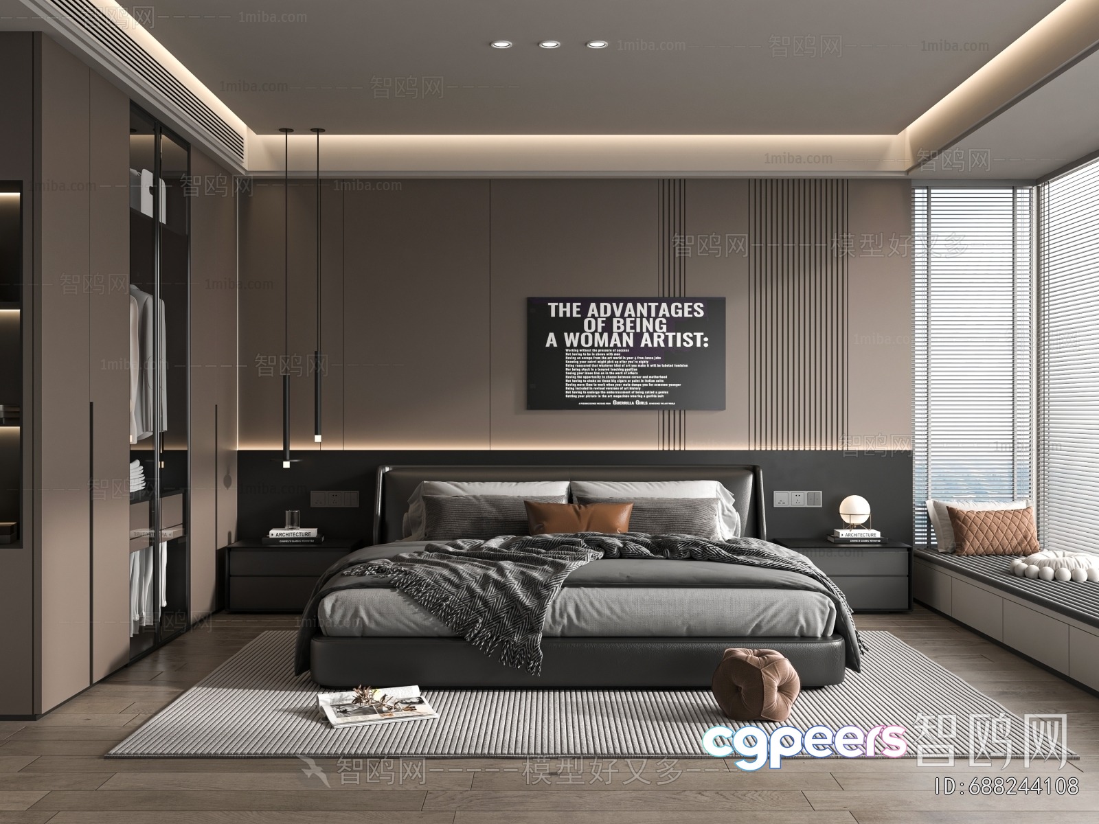 Modern Cozy Bedroom 3D Model - 15943 - VRAY Render Modern Cozy Bedroom 3D Model - 15943 - VRAY Render