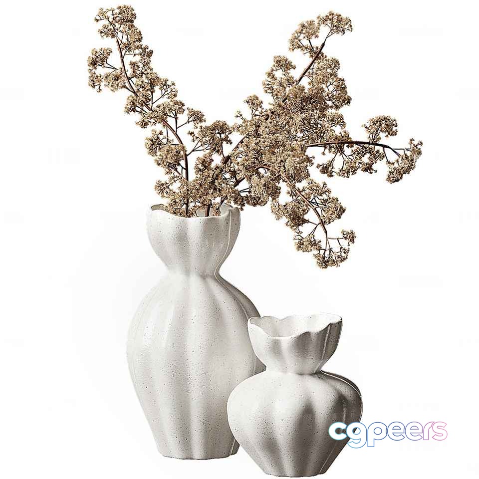 White Ceramic Vases 3D Model - 16474 - CORONA Render