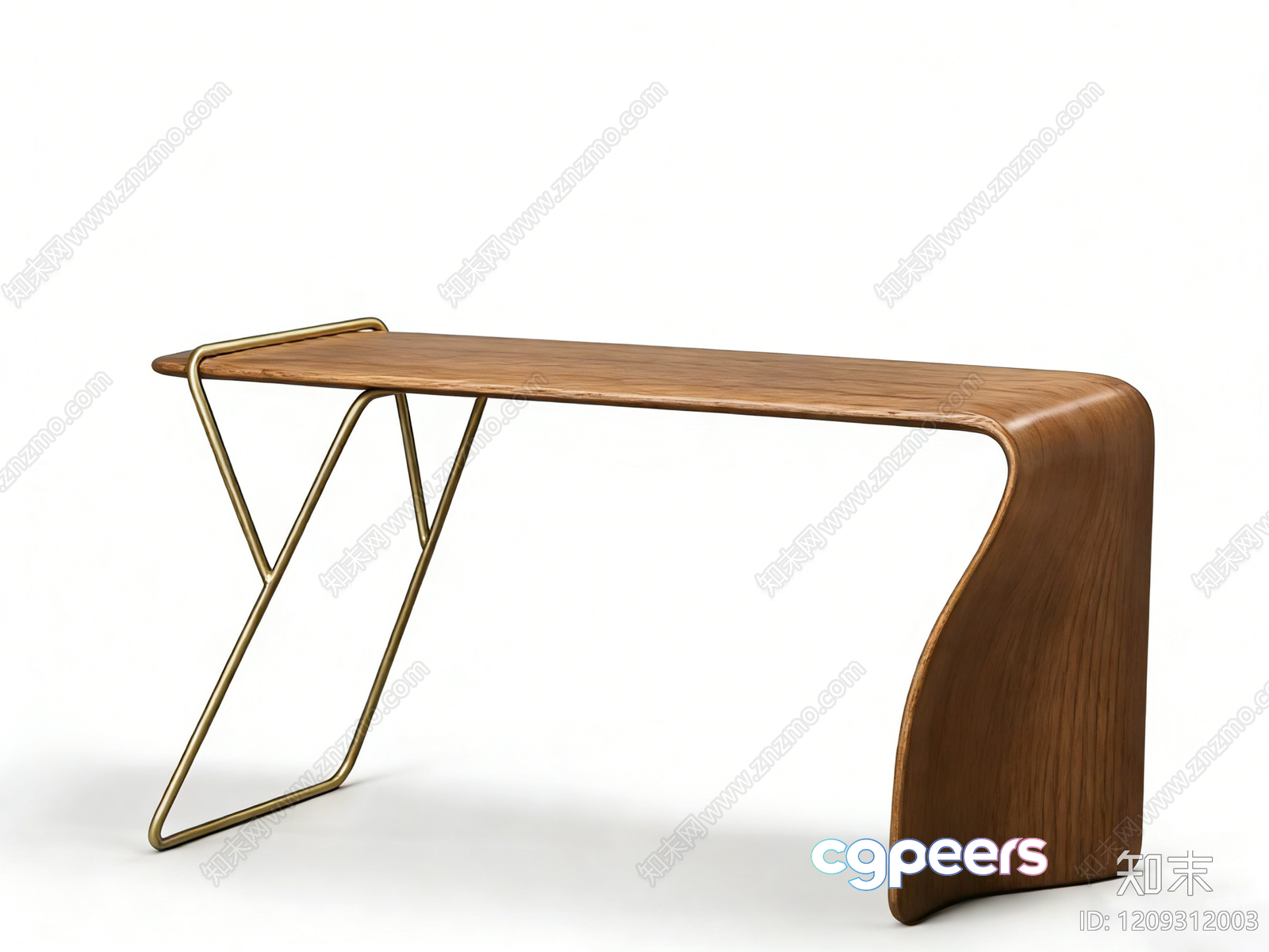 Modern Wooden Table With Metal Legs 3D Model - 9108 - VRAY Render