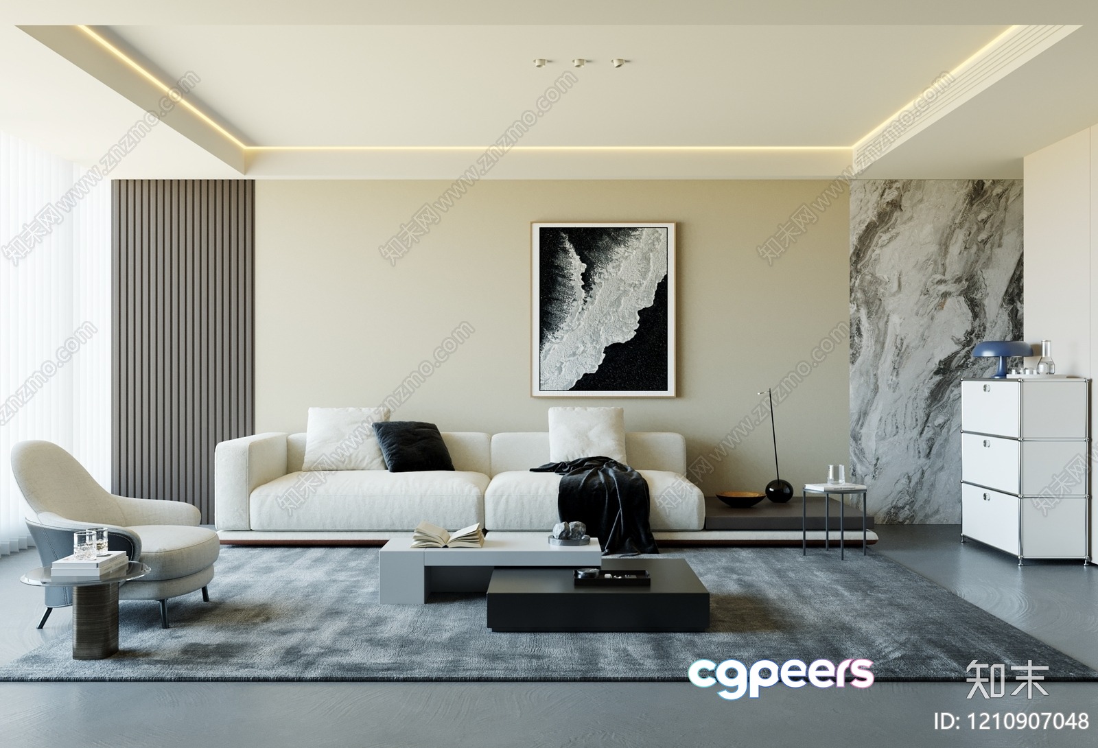 Modern Living Room 3D Model - 1693 - VRAY Render