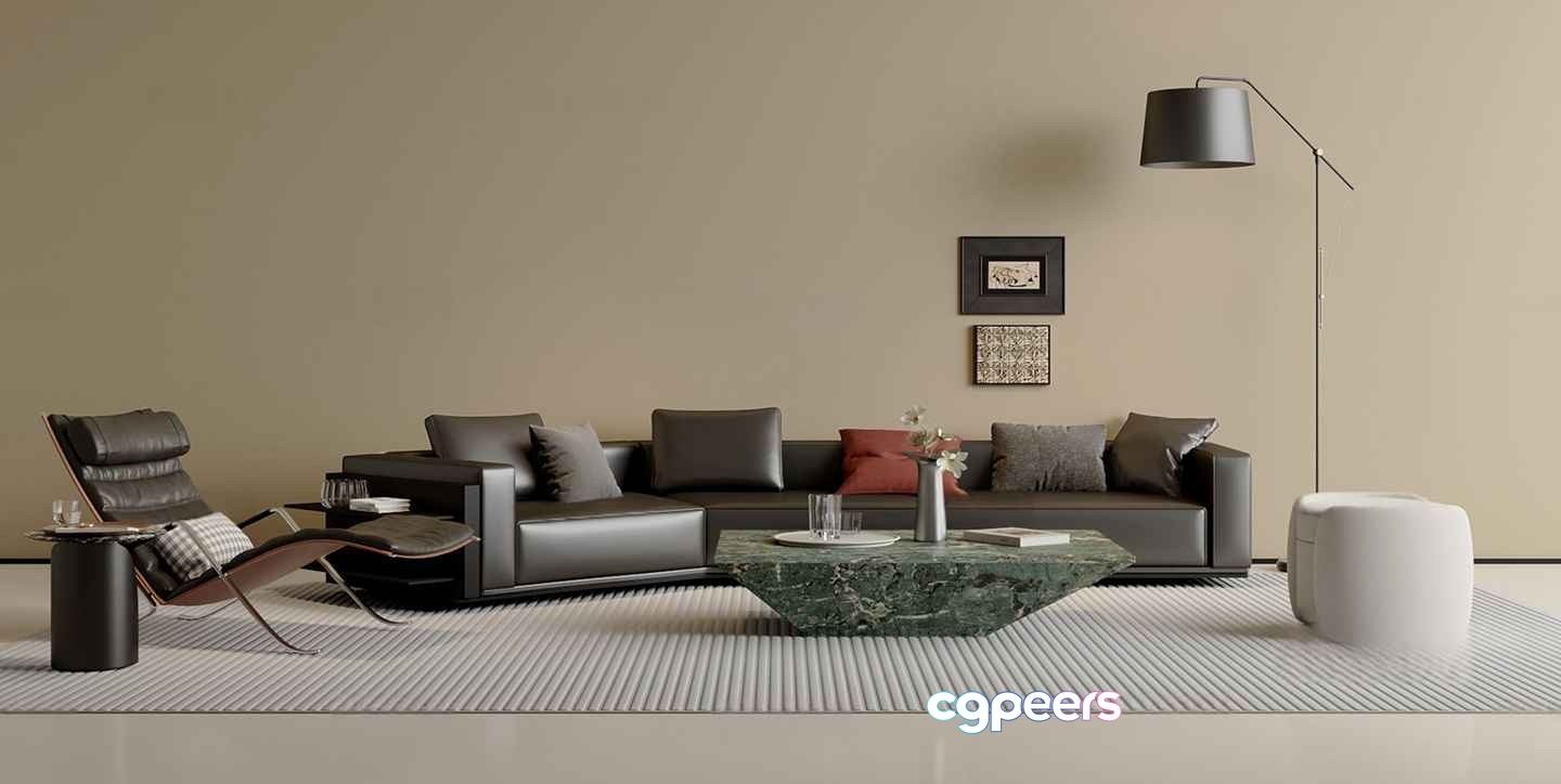 Modern Living Room 3D Model - 1524 - VRAY Render