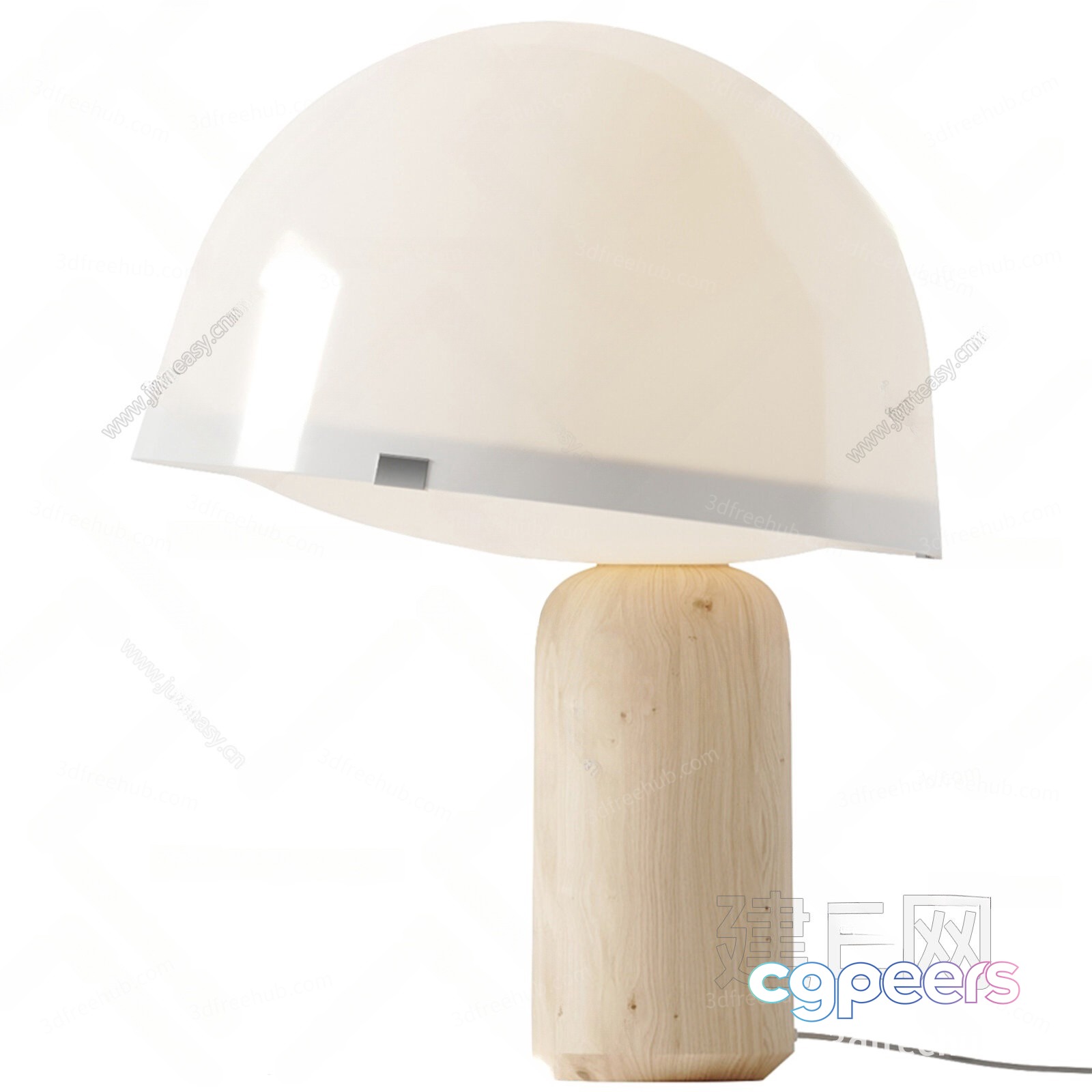 A Wooden Lamp With A Dome-Shaped Shade 3D Model - 19971 - VRAY Render