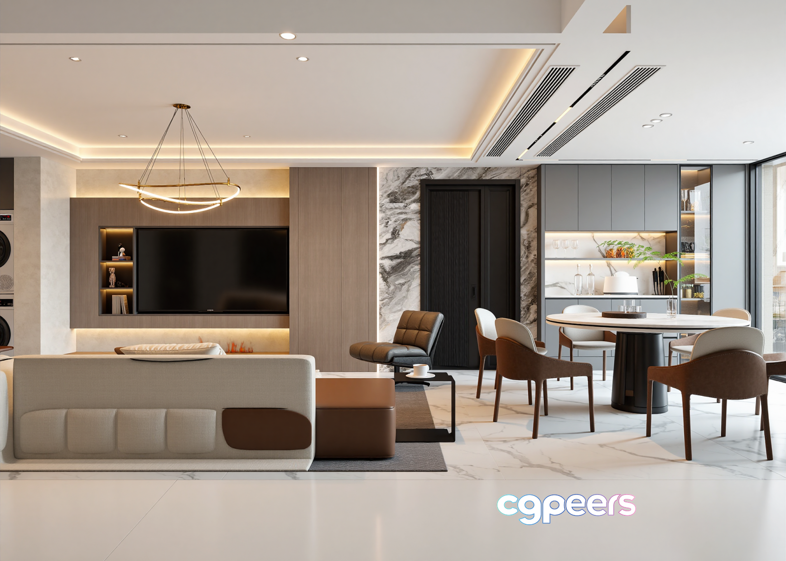 Modern Living Room 3D Model - 23159 - VRAY Render