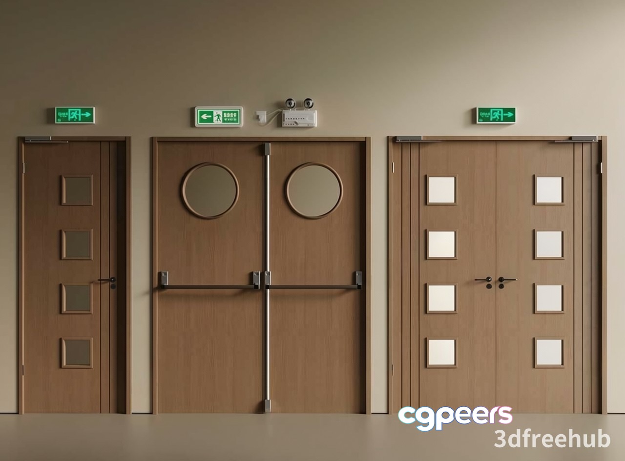 Three Doors With Various Styles 3D Model - 23268 - VRAY Render Three Doors With Various Styles 3D Model - 23268 - VRAY Render